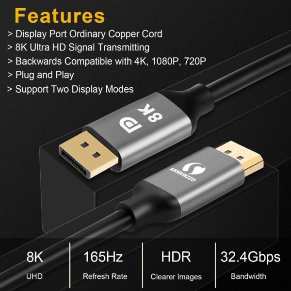 DisplayPort 1.4 Cable -- 8K 4K HDR 60Hz 144Hz 32.4Gbps - Image 6